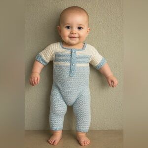 Blue and White Kids One Piece